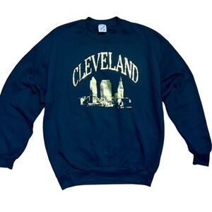 Cleveland Skyline 1991 Jerzees Black Vintage Crew Neck Sweatshirt, Men's XL